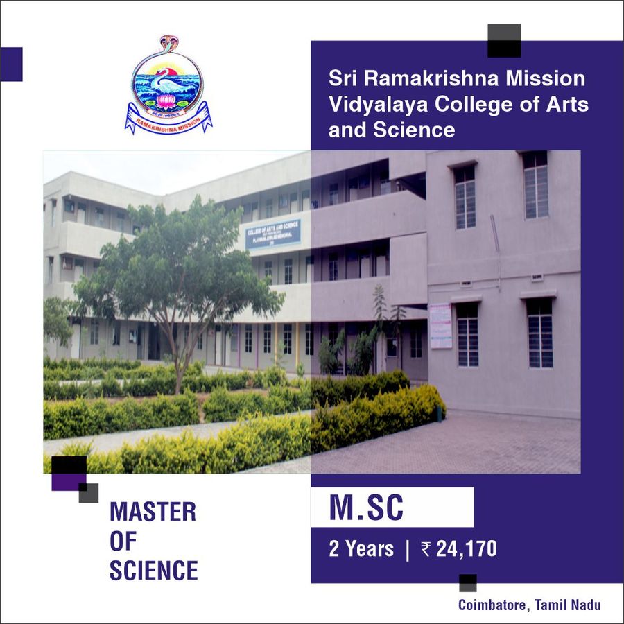 M.Sc. at Sri Ramakrishna Mission Vidyalaya College of Arts And Science, Coimbatore